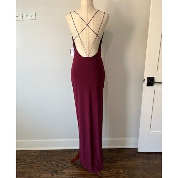 Windsor Lace-Up Maxi Formal Bodycon Dress Burgundy Size Large Brand New With Tag - Picture 2 of 13